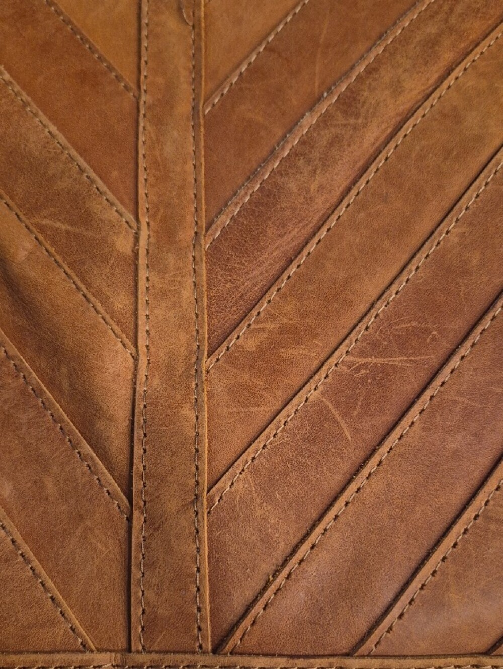 Magnolia Joanna's Favorite Chevron Leather Crossbody Bag In Brown Leather - Picture 9 of 12